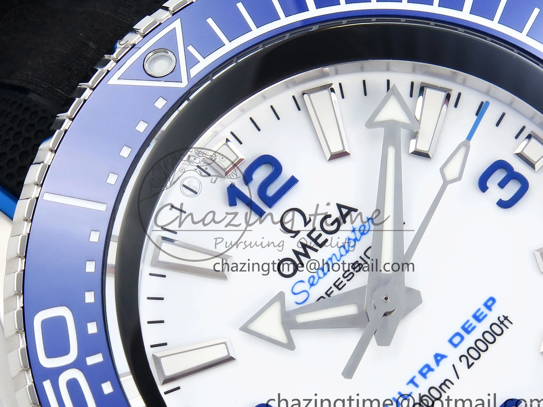0506 SEAMASTER PLANET OCEAN 6000M ULTRA DEEP 45.5MM SS TF 1:1 BEST EDITION WHITE DIAL BLUE BEZEL ON RUBBER STRAP A SunProtective 7762